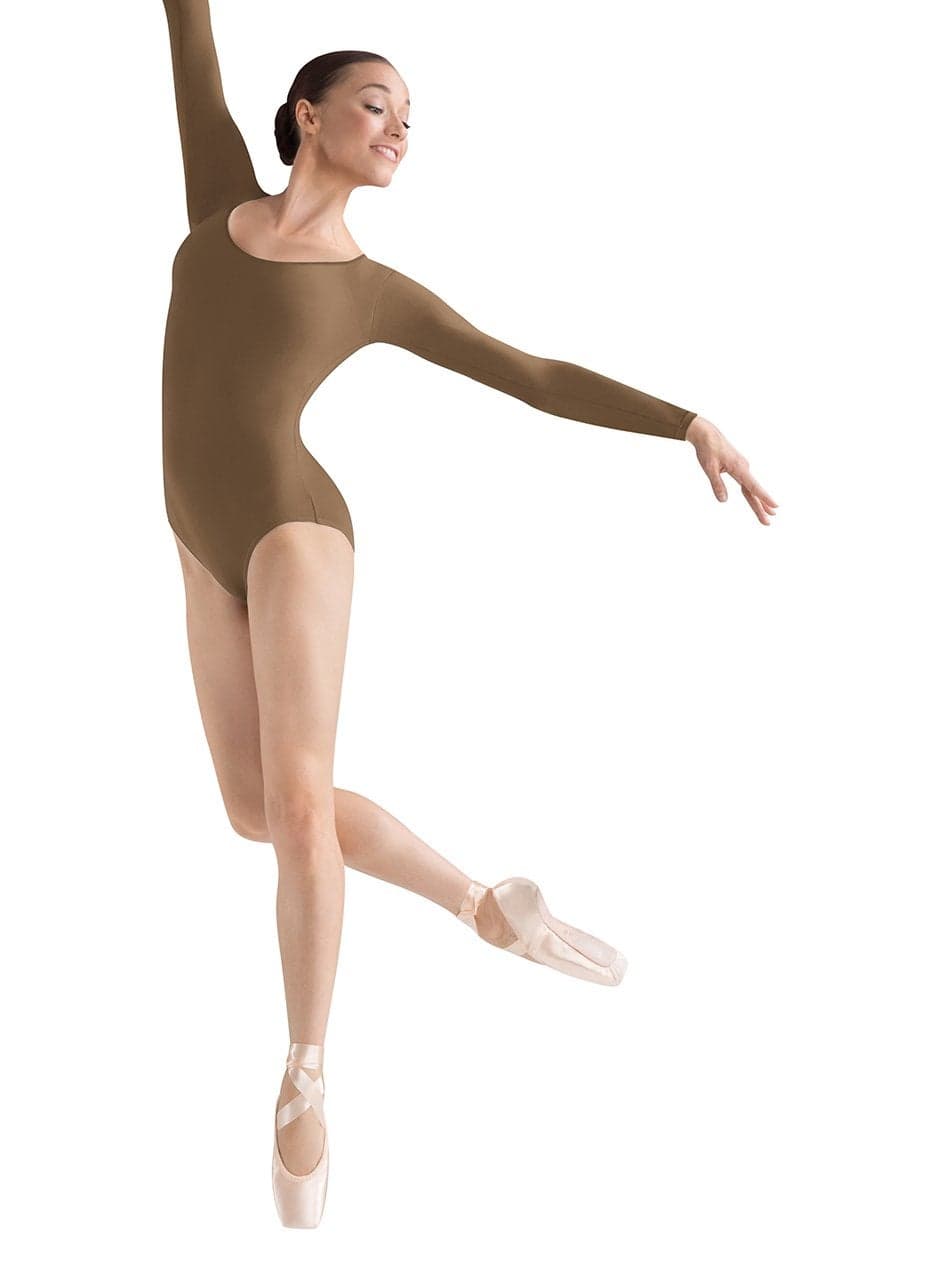 Bloch Dance Women's Lepsi Microlux Long Sleeve Leotard, Almond, Medium