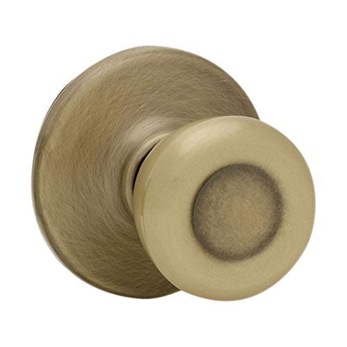 Kwikset Tylo Interior Passage Door Knob, Handle For Closet and Hallway Doors, Non-Locking Doorknob in Antique Brass, with Microban Protection