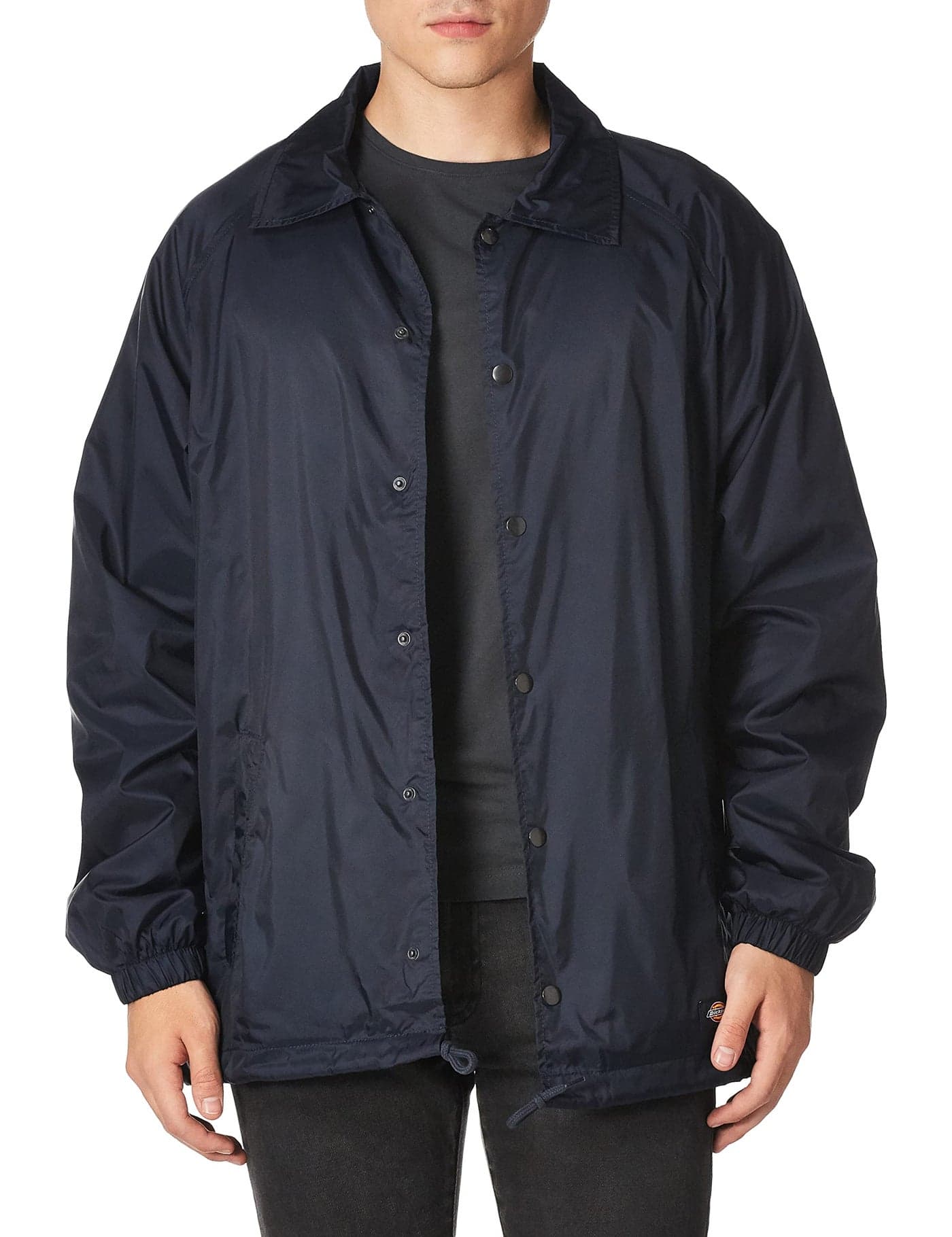 Dickies Mens Snap-Front Nylon Jacket Work Utility Outerwear, Dark Navy, Medium US