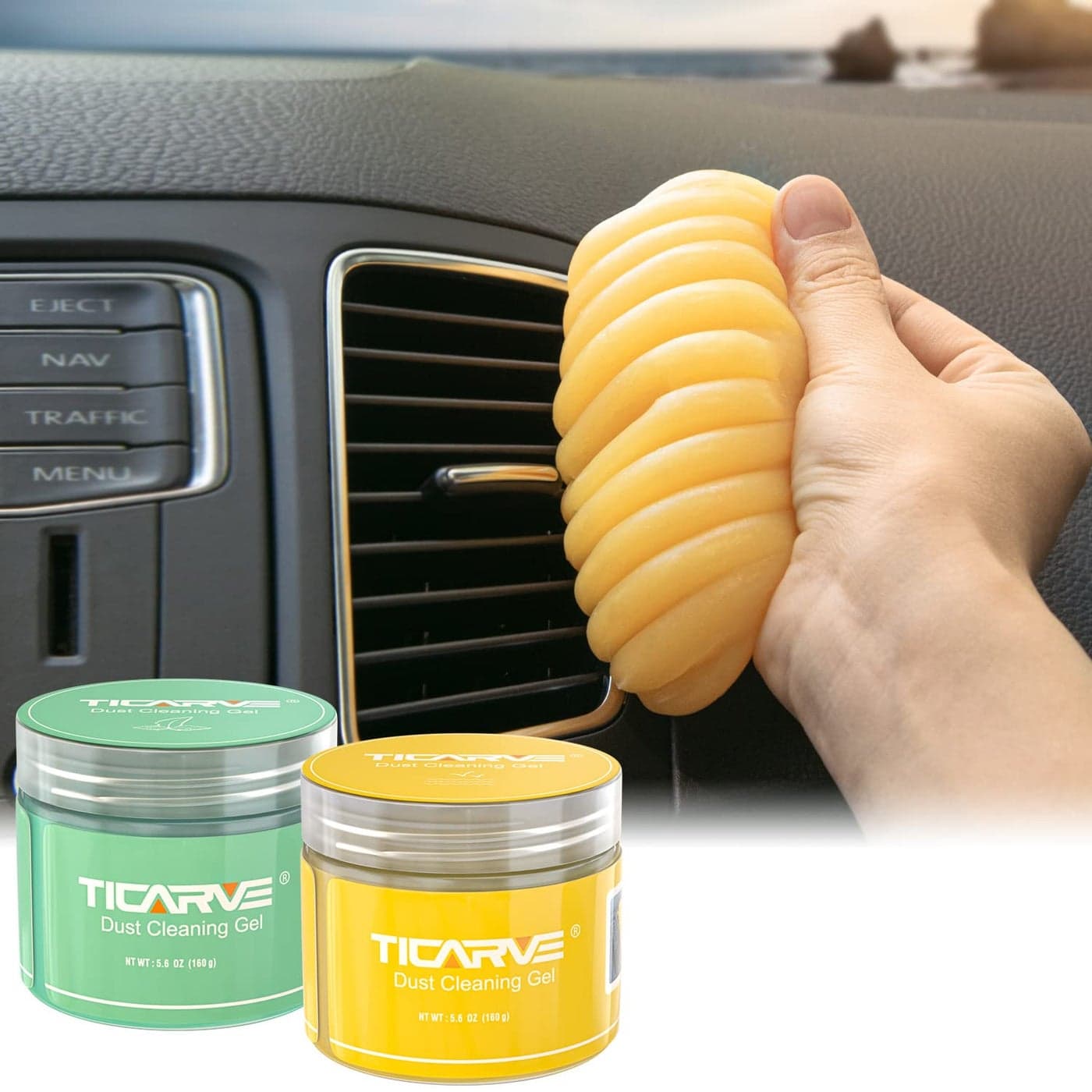 TICARVE 2Pack Cleaning Gel for Car Putty Car Slime Cleaning Car Putty Detail Car Interior Cleaner Automotive Cleaning Kits Keyboard Cleaner Yellow Green 320g112oz