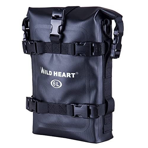 WILD HEART Waterproof Crash Bar Bags 6L8L15L Motorcycle Bag used as Motorcycle Luggage Sissy Bar Back Seat Saddle Rack Rear Fender Pouch Dirt Bike Gear Side Tool Bag Pack for moto ATV6L Black TPU