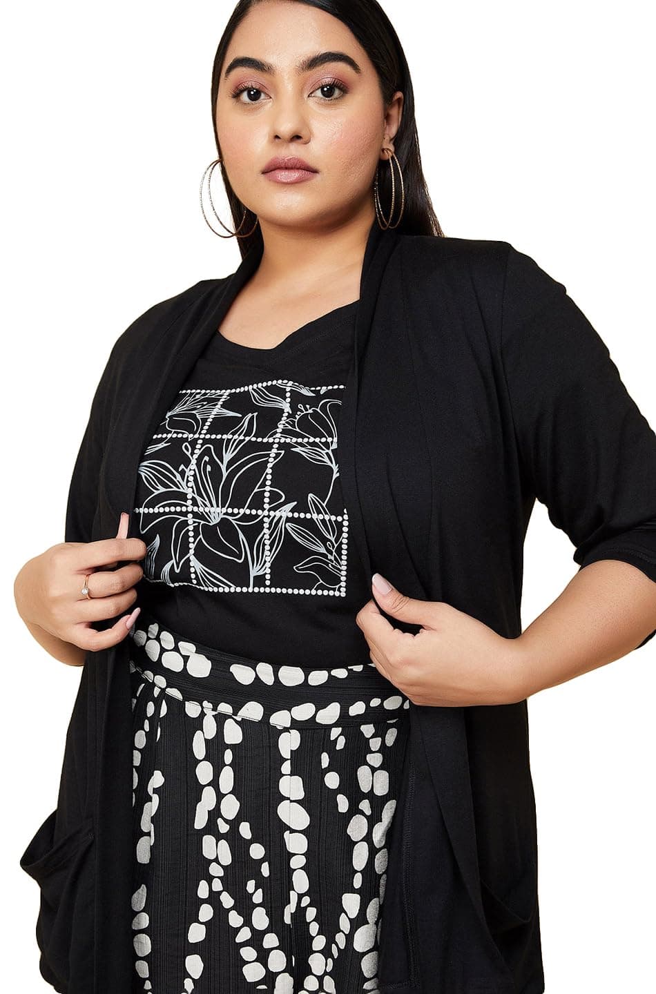 Max Women Poly Viscose Round Neck Casual Shrug Sweater (SHRUG2602_Black_XXL)