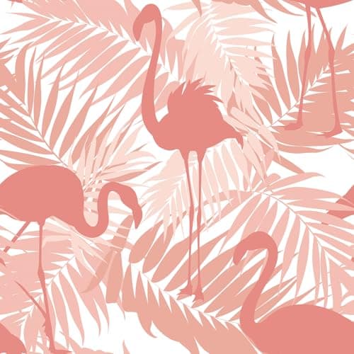 LACHEERY Pink and White Wallpaper Stick and Peel 175x276 Flamingo Peel and Stick Wallpaper Pink Contact Paper for Cabinets Removable Tropical Leaf Wall Paper for Bedroom Bathroom Walls Waterproof