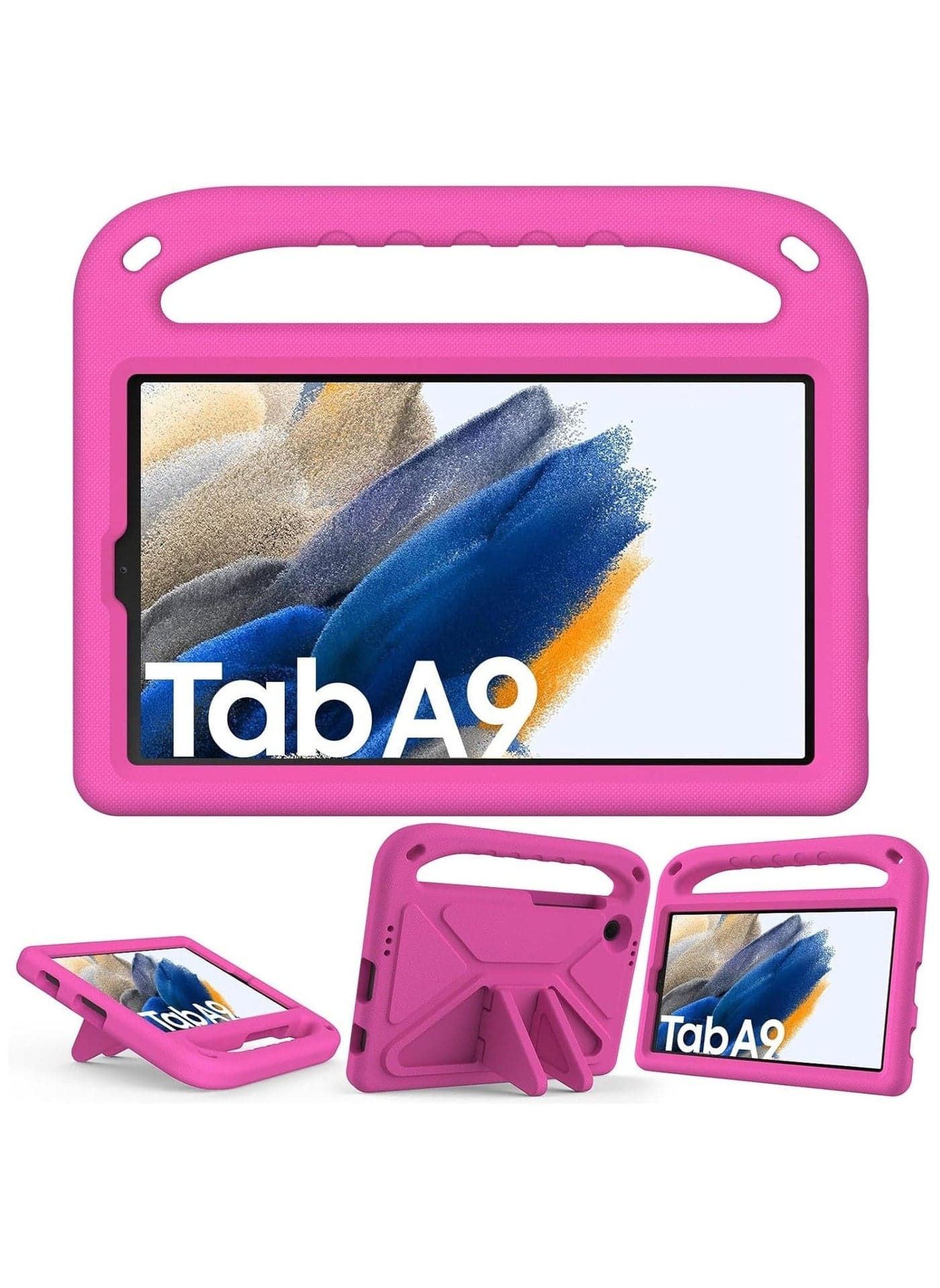 for Samsung Galaxy Tab A9(2023) SM-X110 /SM-X115 Kids Case, Lightweight EVA Kid Friendly Shockproof Protective Case,Handle Stand Heavy Duty Tablet Cover (Pink)