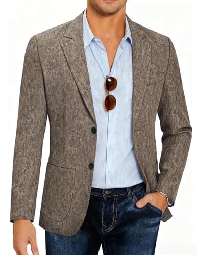 COOFANDY Men's Sports Coat & Blazers Slim Fit Business Weeding Suit Jackets Classic Fit Dress Blazer Brown