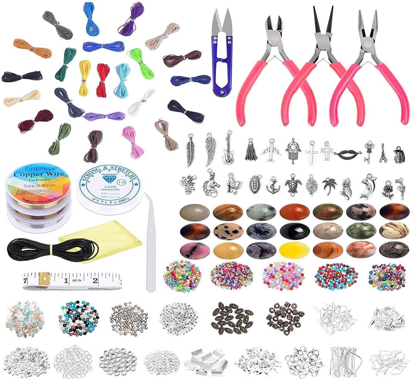 DIY Crafts Jewelry Making Supplies, Jewelry Making Kit Jewelry Making Tools, Findings, Charms, Beads for Jewelry Necklace Earring Bracelet Making Total Pcs U Get Mention In Bracket (100x Sample, Kit)