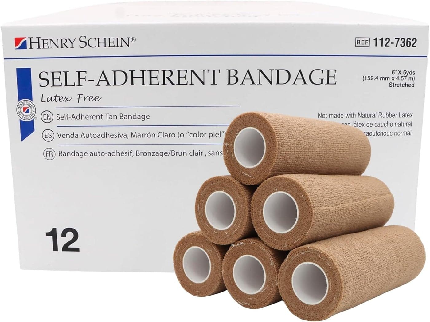 Tan NonWoven 6x5 Yds Bandage LatexFree SelfAdherent NonSterile 12BX