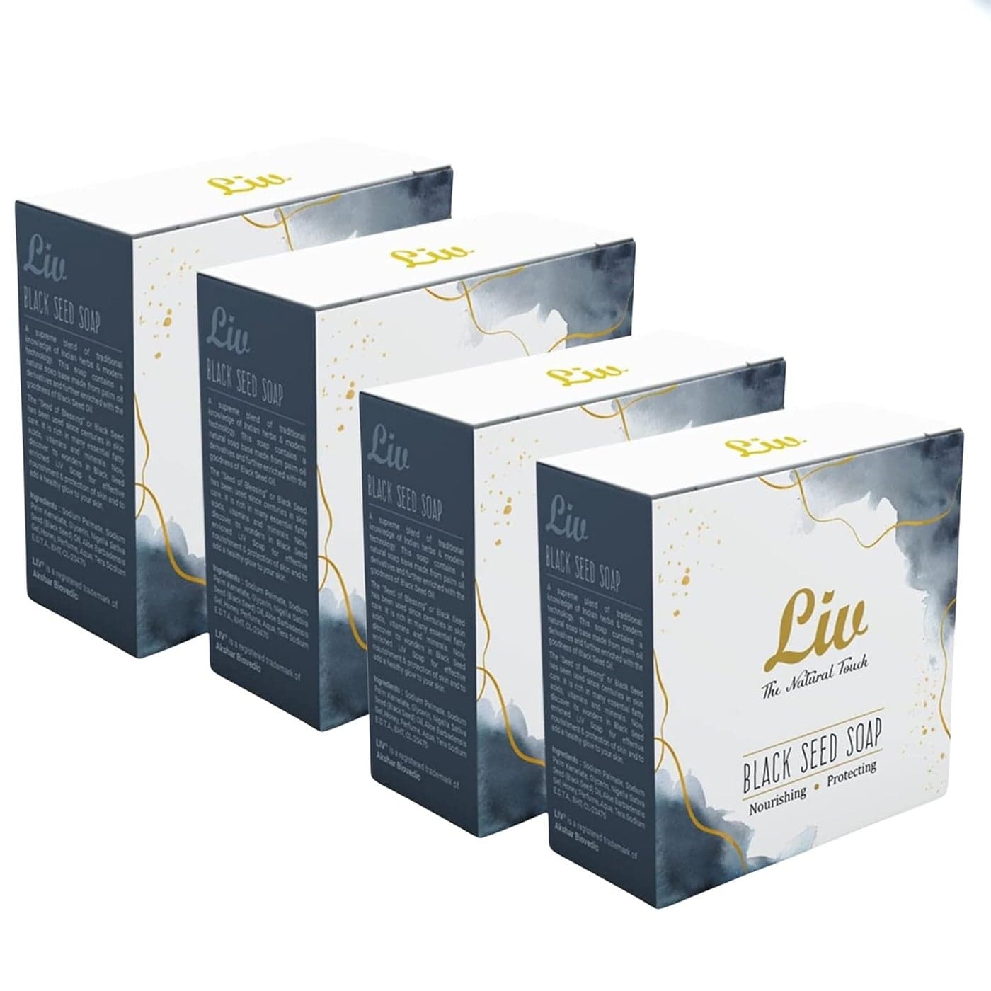 Liv Black Seed Enriched Soap Natural Soap Base with Derivatives Enriched with Black Seed Oil Nourishes and Protects Skin 150g Pack of 4