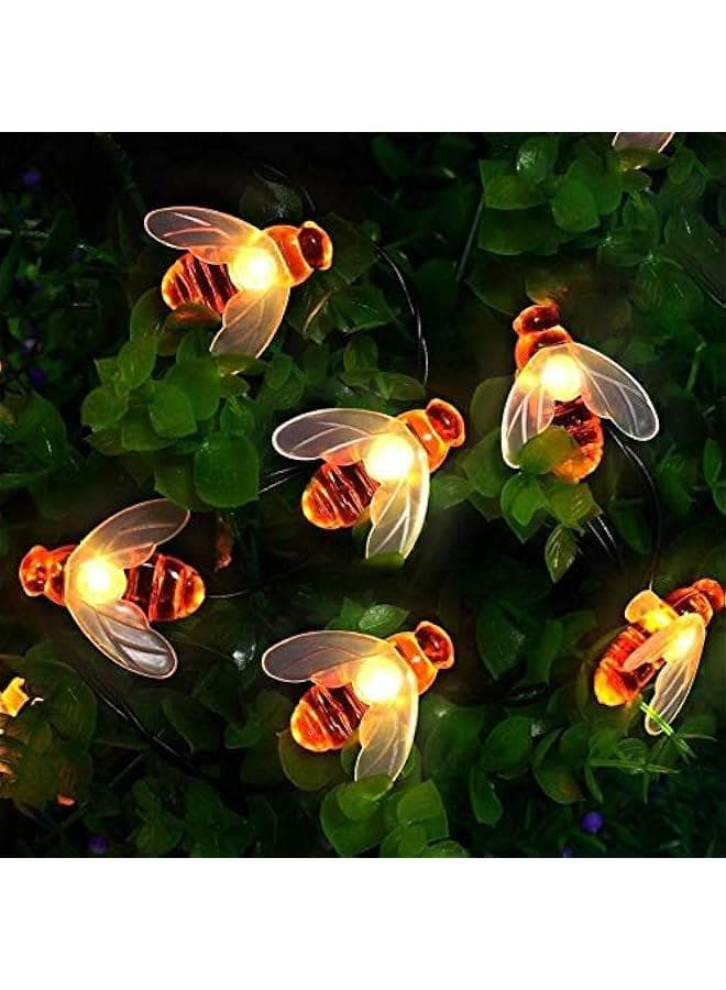 Solar Solar Fairy Lights Outdoor Bee String 50 LEDs 7 m 8 Modes Waterproof Fairy Lights Indoor Outdoor for Garden Trees Patio Wedding Party (Warm White)