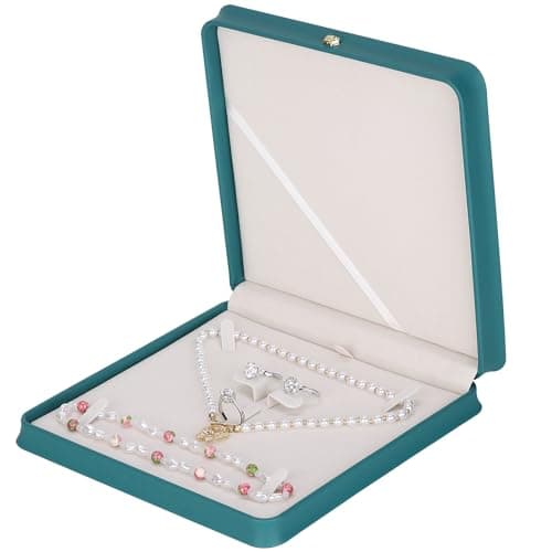 LETURE Large Jewelry Set Gift Box, Big Necklace Jewellery Set Storage Box, Elegant Gift Box For Bracelet Necklace Chain Earring Ring (PEACOCK BLUE)