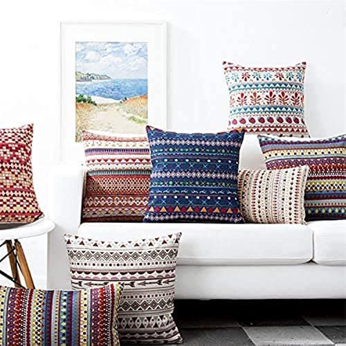AEROHAVEN Set of 5 Designer Decorative Throw Pillow/Cushion Covers - 16 x 16 inches, Multi, Polyester, 150 tc