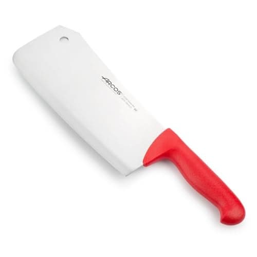 Arcos Butcher Knife 9 inch Nitrum Stainless Steel. Cleaver Knife. Polypropylene Red Handle. Color Identification System for Prolonged and Heavy Use. 2900 Series. Color Red.