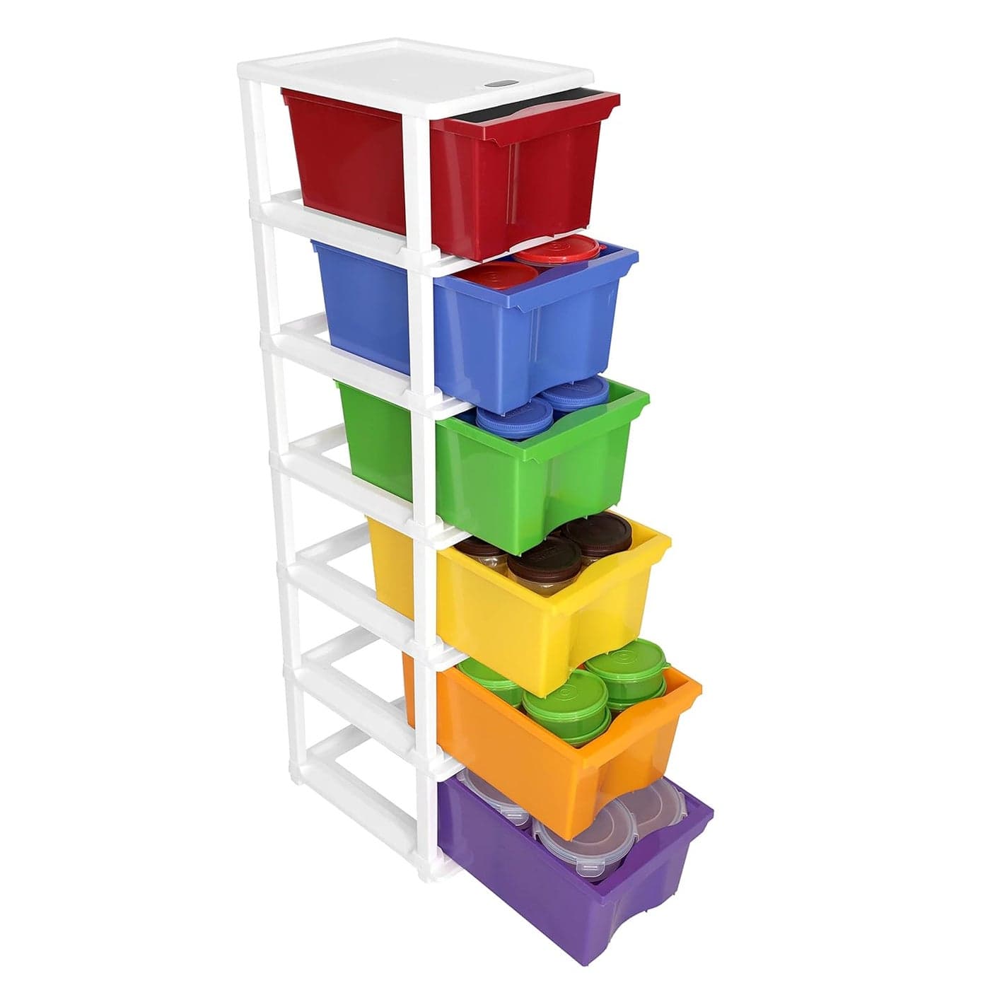 SIMPARTE Plastic MultiPurpose Modular Storage Cabinet XL Drawer for Home OfficeMulticolor 6 Layer