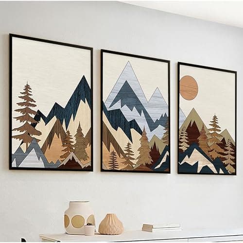 Nozvera Modern Abstract Madhubani Art Painting with Frame | UV Printed, Scratchless Sparkle Lamination | Paintings for Living Room, Home Decor, Bedroom, Office, Hall, Black Textured Frames, Set of 3