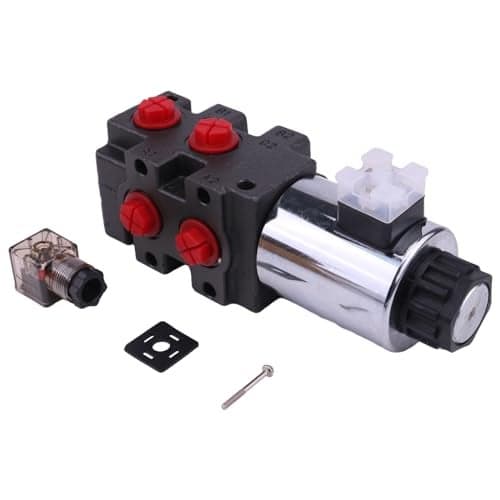 Czomoizc DV9008S Hydraulic Diverter Valve 24 GPM 12 VDC 3625 PSI Max Operating Pressure 6 Ports with 8 SAE 3416 Thread DIN 43650 Connector Compatible with Double or Single Acting Cylinders
