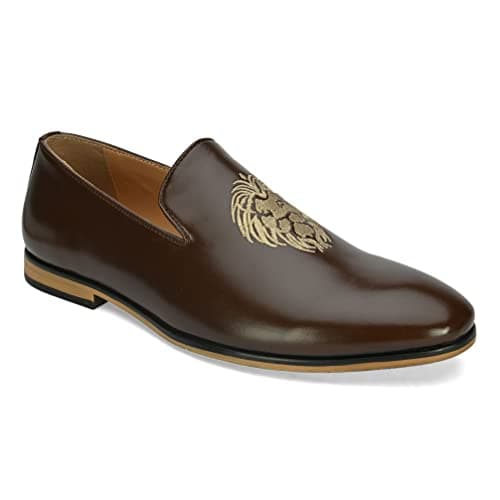 San Frissco Men's Mid-Top Styling Loafer Lightweight Woven Moccasins Formal, Casual Driving Shoes for Men/Synthetic Leather/Cushioned Footbed Designed for All Seasons 11 - Brown
