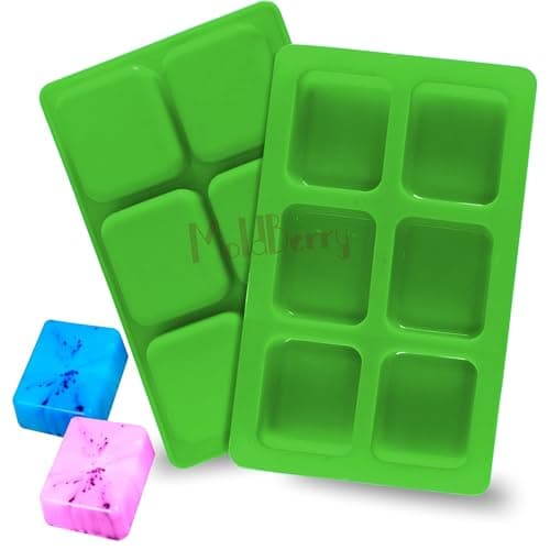 MoldBerry 6 Cavity Silicone Rectangle Soap Mould for Soap Making, Perfect Soap Mold for Handmade Soap, Lotion Bars, Wax Melts, Beeswax (Pack 1)