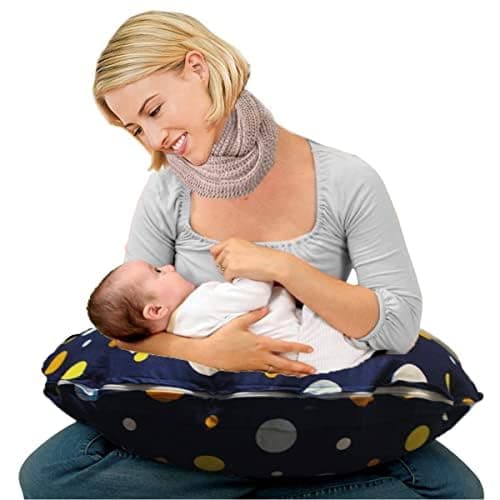 Kradyl Kroft 5in1 Baby Feeding Pillow with 100% Cotton Removable Cover | Breastfeeding Pillow | Nursing Pillow with Belt and Hoop (Magic Polka)