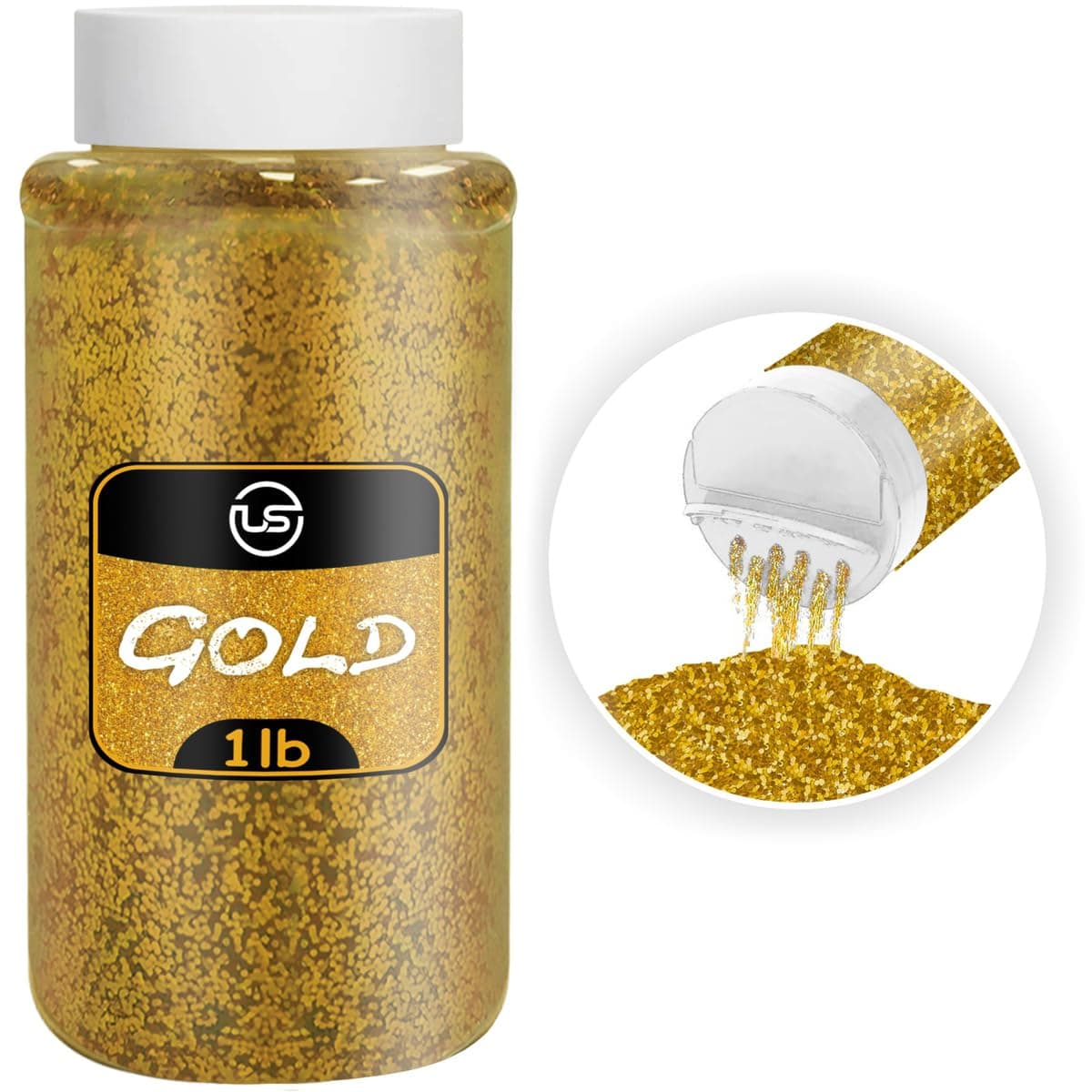 Gold Glitter Bulk Fine Glitter for Crafts Resin and Scrapbooking 1 LB16OZ Shaker Bottles Great for Tumblers and Crafts