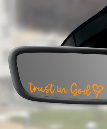 SCUARI 4PCS Car StickersCar DecalsCar Accessories Stickers and DecalsTrust in God Rearview Mirror DecalTrust in God Automotive Mirror DecorationSuitable for Most Car Truck SUV Orange