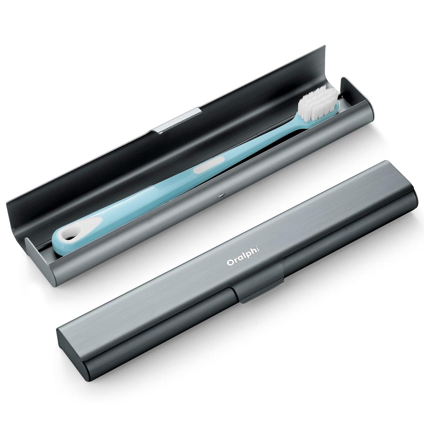 Oralphi Aluminum Toothbrush Travel Case Portable Travel Toothbrush Holder Durable Manual Toothbrush Box Container for Traveling Bathroom Camping Business TripGray Blue