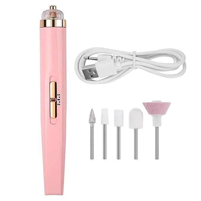 LISHER 5 IN 1 Nail Polisher Salon Nails Manicure Nail USB Automatic 5 Drill Bits Salon Gel Polish Clean Smooth Care Handle Tool flowers salon Nail Polisher Electronic Painless