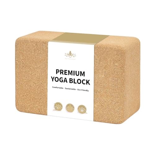 Hatha Yoga Cork Yoga Block, Natural Cork from Portuguese, Premium Brick 9"x6"x4", Eco-Friendly Yoga Accessories for Yoga, Pilates & Stretching