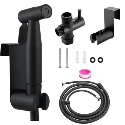Handheld Bidet Sprayer Toilet Kit Stainless Steel Bidet Sprayer with 78 T Valve 15M Hose and Bracket Holder for Pet Wash Feminine Wash Others Wash Black