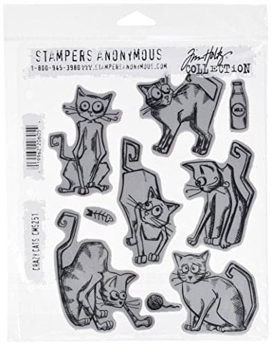 Stampers Anonymous Tim Holtz Cling Stamps 7"X8.5", Crazy Cats