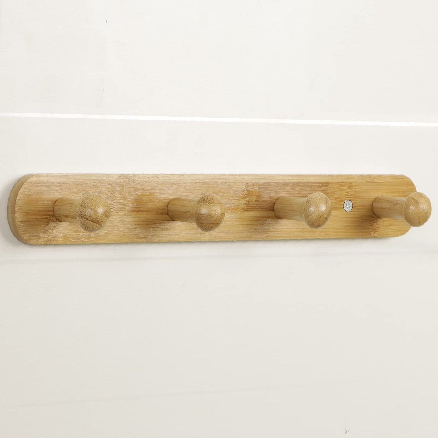 HOKIPO Bamboo Wooden Heavy Duty Wall Mounted Hooks for Hanging 4 Hooks Rail AR3834