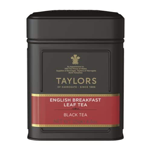 Taylors of Harrogate English Breakfast Black Loose Leaf 441 Ounce Tin Caddy Pack of 1 Rich Bright Malty Caffeinated Premium Whole Leaf Tea