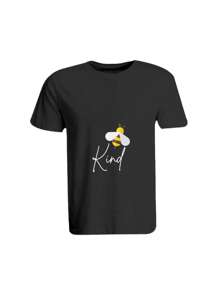 Printed (Black) Cotton T-shirt (Bee Kind) Personalized Round Neck T-shirt For Women (Small)-Set of 1 pc-190 GSM