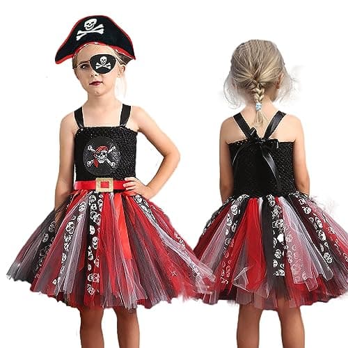 Timisea Pirate Costume Kit for Girls Pirate Tutu Dress for Halloween Girls Accessory Set Costume Toddle