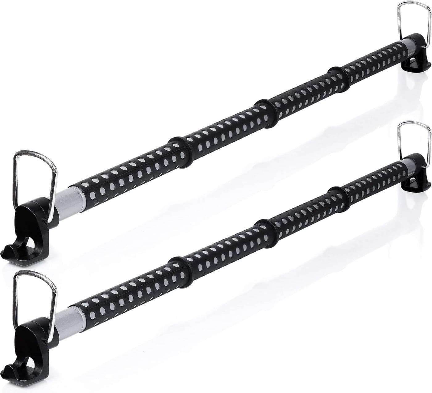 Zone Tech In-Car Expandable Clothes Bar - 2-Piece Classic Black Premium Quality