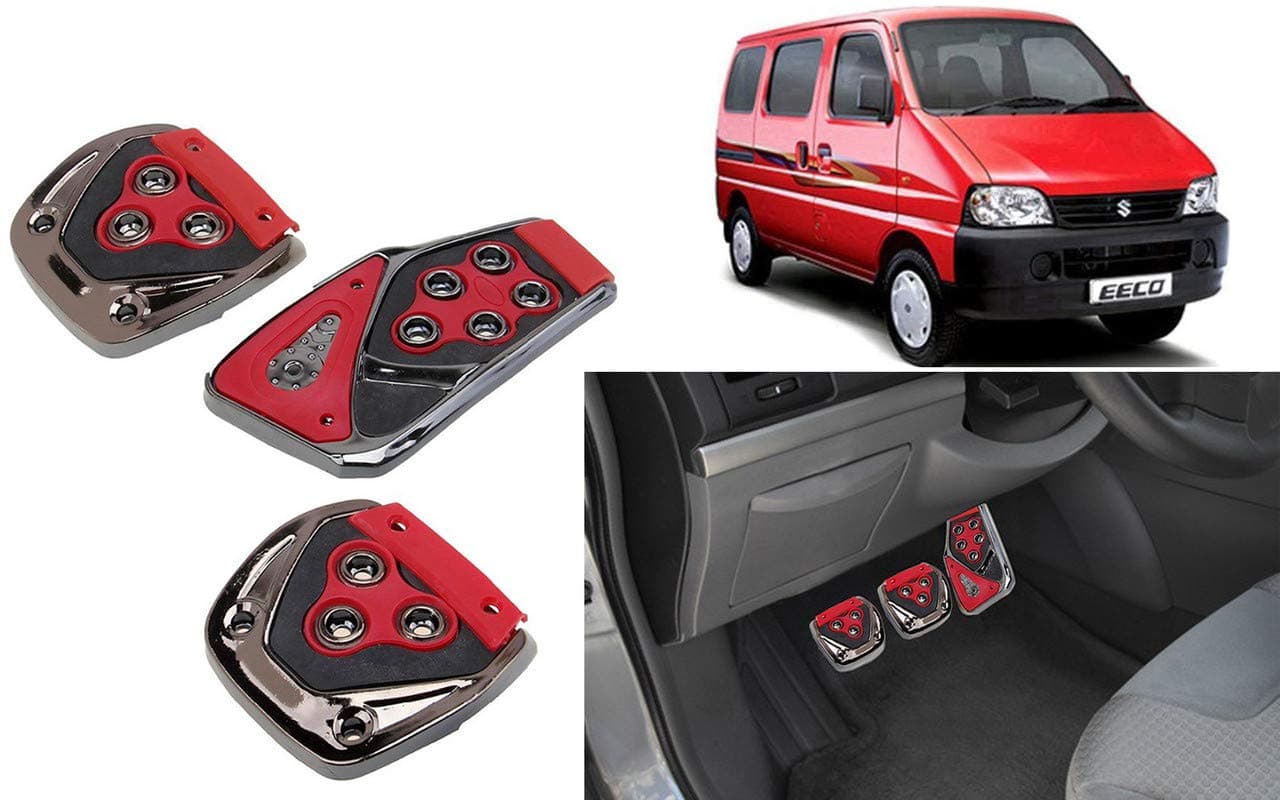 Selifaur - 3 Pcs Red Non-Slip Manual Car Pedals kit Pad Covers Set for Eeco