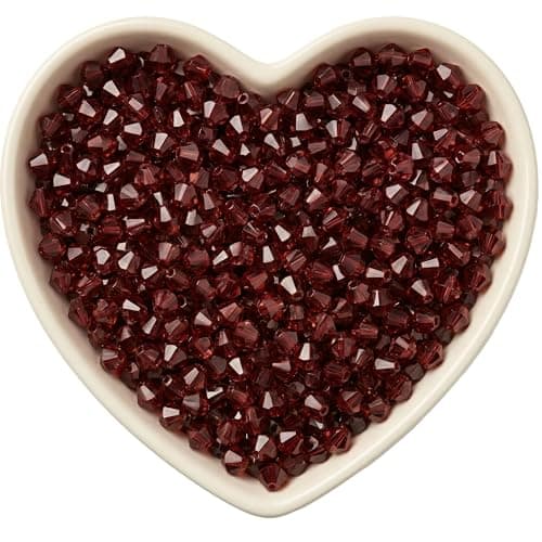 INDIKONB Bicone Acrylic Plastic Crystal-Like Beads | Small 4mm Beads for Bracelet & Necklace Making | 2400 pcs | Pack of 70g | Colorful Bead for DIY Jewelry & Craft Projects (Maroon)