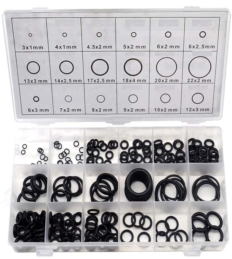 DIY Crafts 225 pcslot Black Rubber O Ring Assortment Washer Gasket Sealing ORing Kit 18 Sizes with Plastic Box Fir DIY Airconditioning Works Pack of 2 KitsSets Black Multi