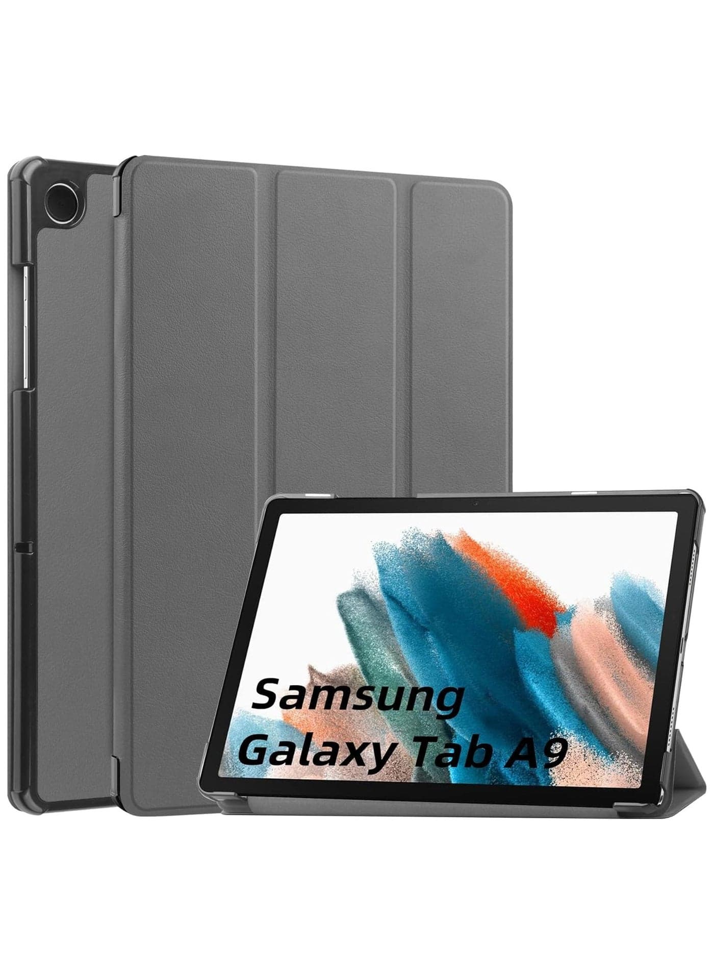 Case For Samsung Galaxy Tab A9 2023(SM-X110 SM-X115), Multi-Viewing Angles PU Leather Cover,Slim Flip Shell Case for Samsung Galaxy Tab A9 8.7 Inch (Gray)