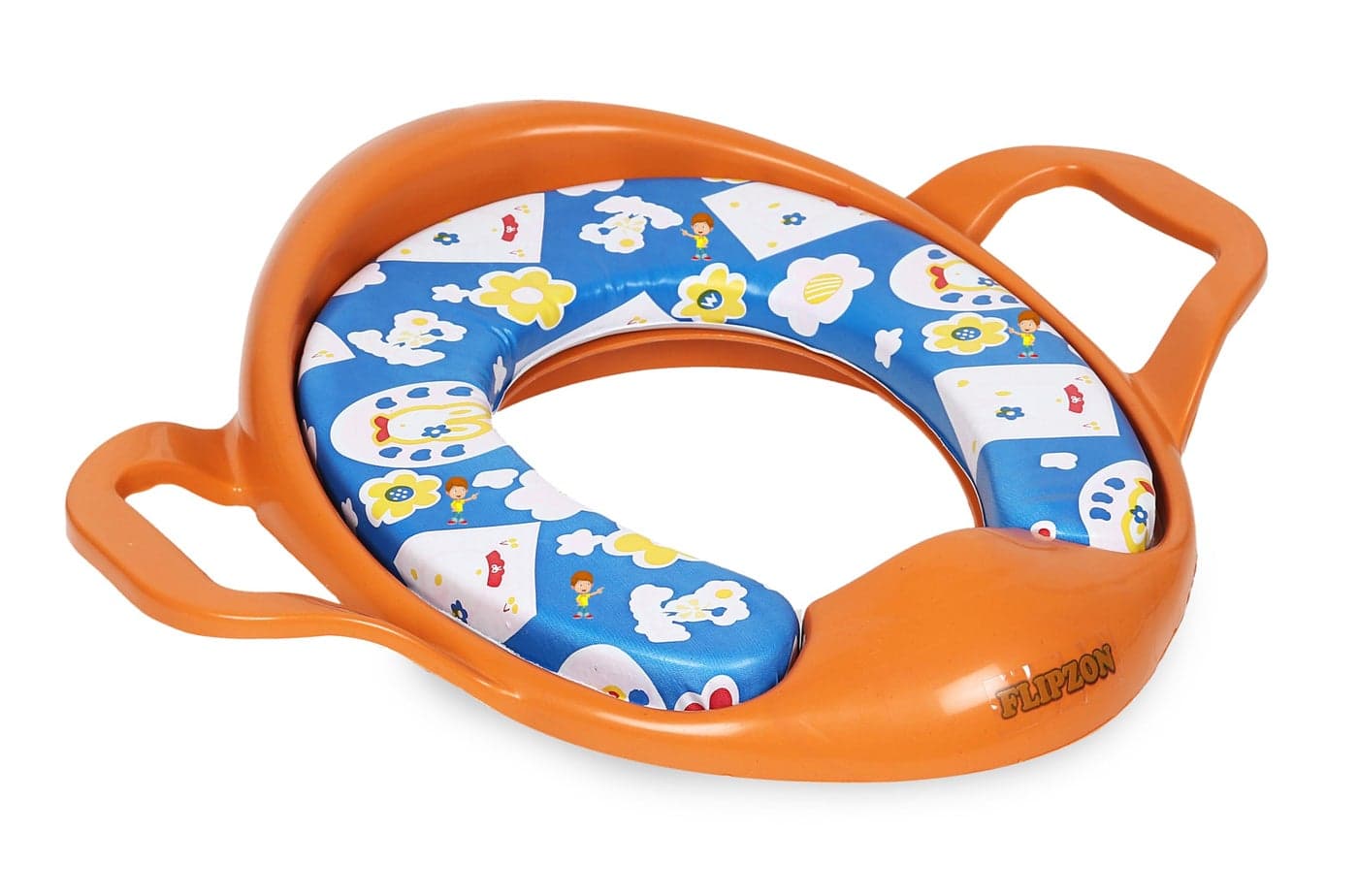 FLIPZON Premium Baby Cushioned Potty Seat, Toilet Seat with Handle for kids (Carrot Orange)
