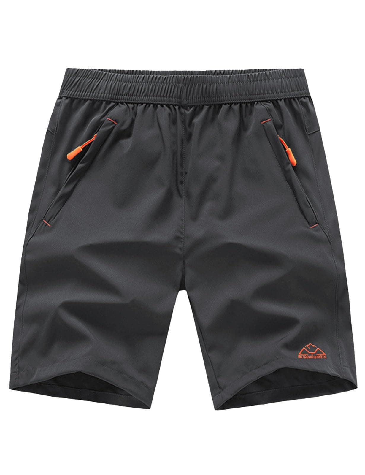TBMPOY Men's 7" Hiking Running Shorts with Pockets Athletic Outdoor Sports Gym Workout Short Zipper Pockets Grey S