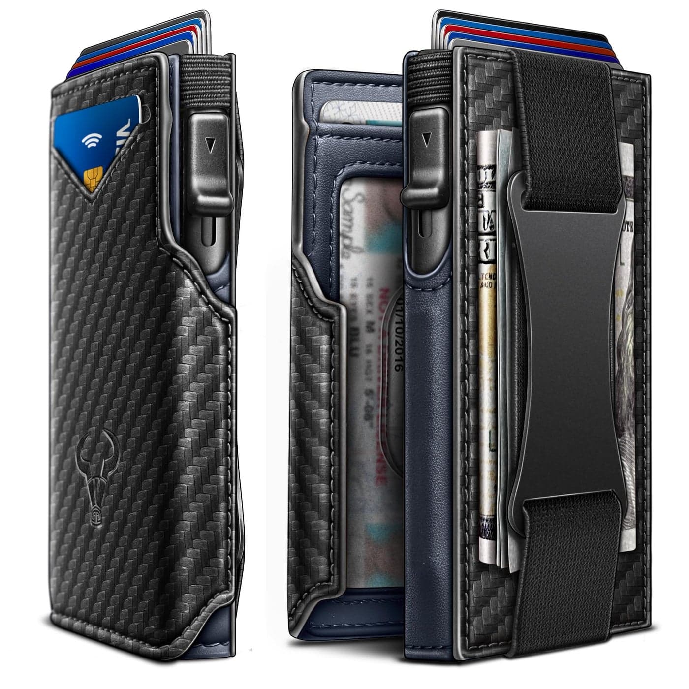 BULLIANT Men Wallet Gift Boxed,Slim Front Pocket Wallet Money Clip Card Holder 3.8"x2.7",Pop-up Access
