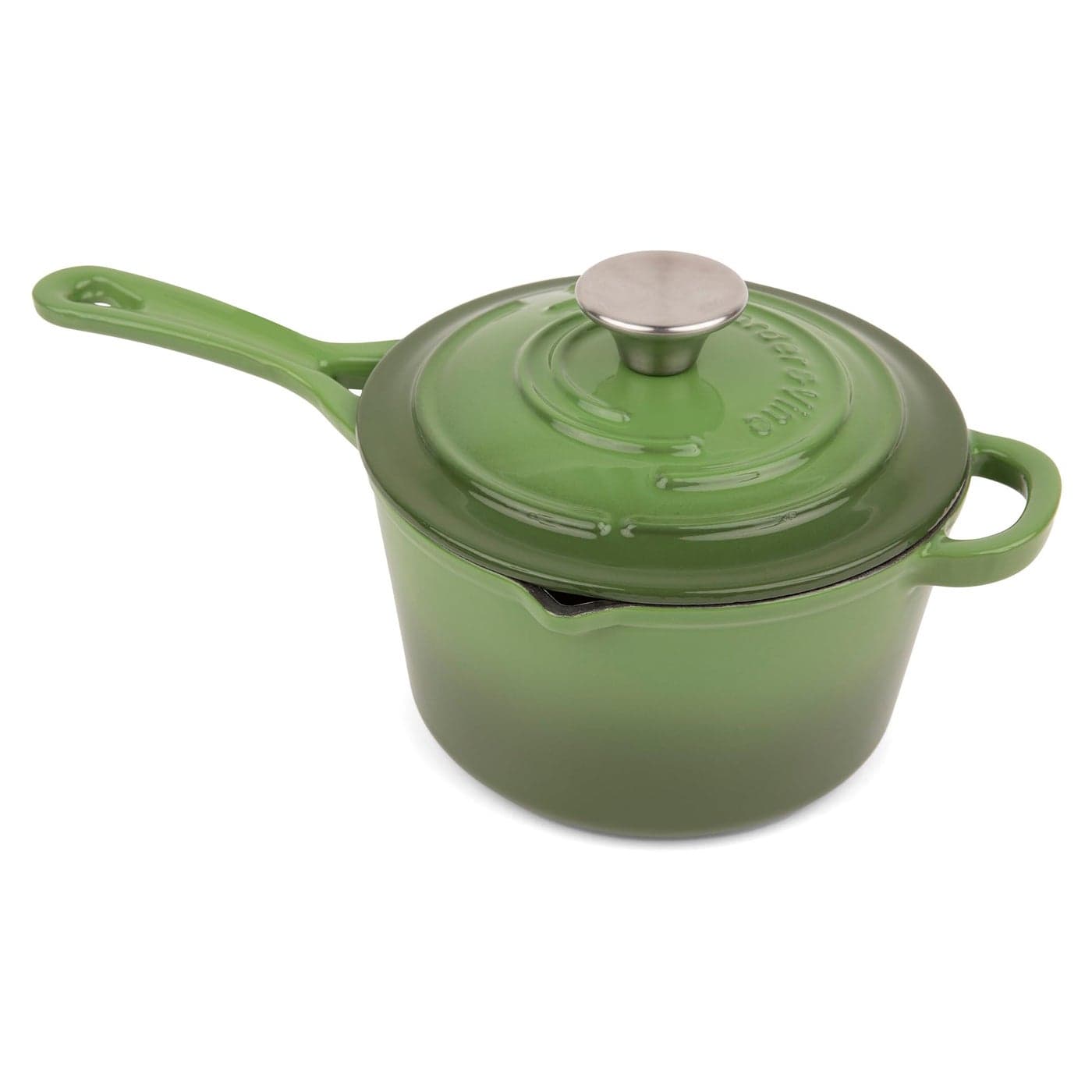 Larder Vine Enameled Cast Iron Saucepan 22 qt Sauce Pan with Lid Saucepan with Pour Spouts Enameled Cast Iron Pot Compatible on All Cooktops Oven Safe to 500 F Okra