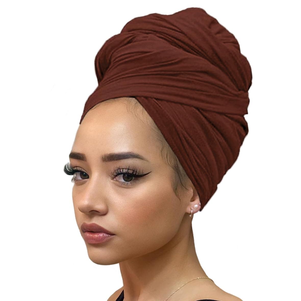 Kachanaa Stretch Head Scarfs Headbands for Muslim Soft Breathable Head Wraps Turbans Long Hair Hijab Scarves for WomenCoffee
