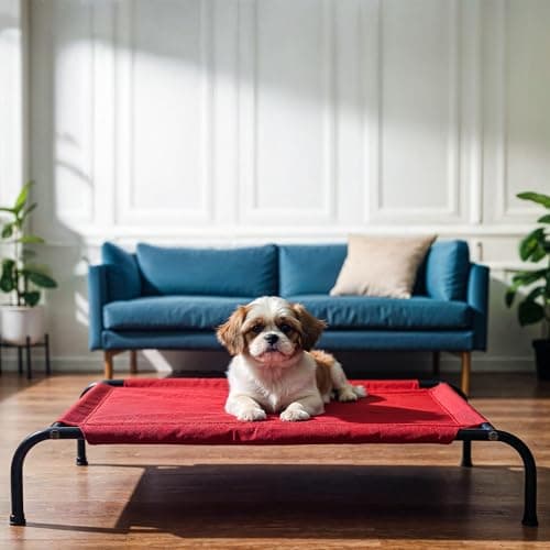 MidWest Homes for Pets Polyester Dog & Cats Elevated Cooling Indoor Outdoor Bed, Waterproof Breathable Mat, For Puppies Small Breed Dogs or 1-3 Month Old Pets (Small Size-27 * 20 * 7 Inches), GRAY