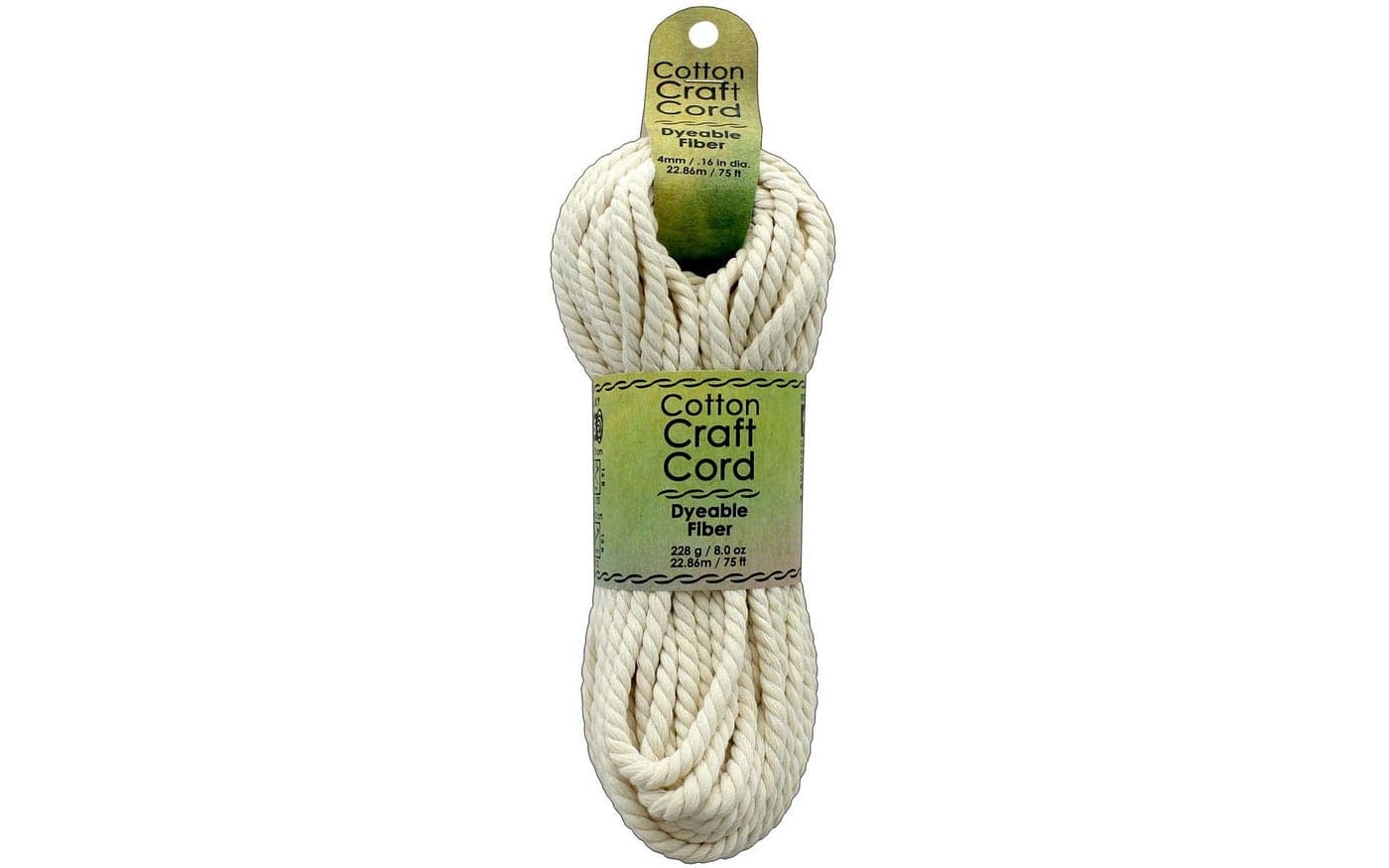 Natural 75FT Macrame 4mm Cotton Cord by Pepperell Braiding Company