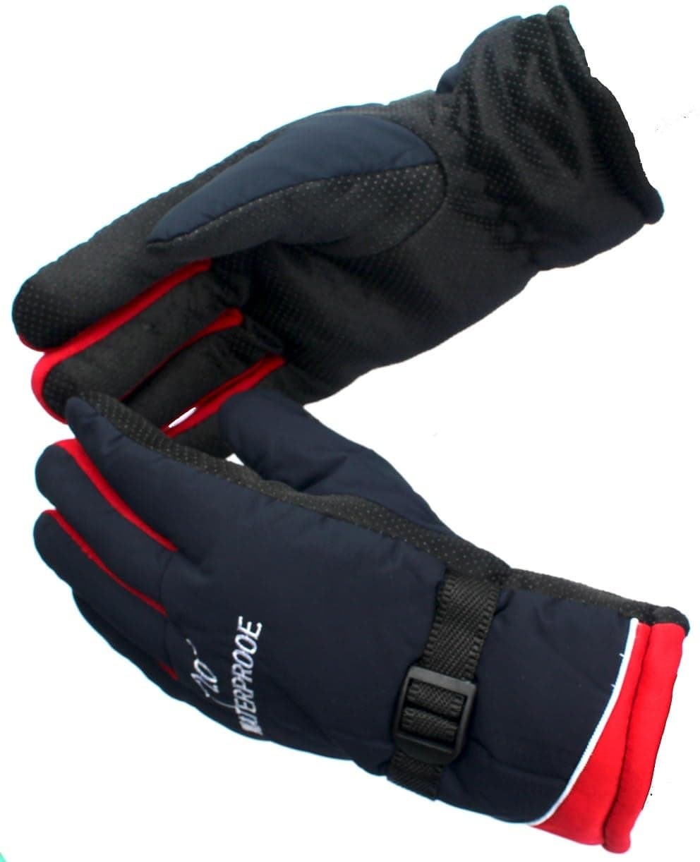 Alexvyan -20„‰ Snow And Windproof Thermal Soft Warm Winter Gloves (Fur/Fleece Inside) For Riding, Protective Warm Hand Riding Cycling, Byke, Bike, Scooty,Motorcycle For Men, Boy,Male (Red)