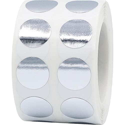 Metallic Silver Circle Dot Stickers, 1/2" Inch, 1000 Labels per Roll - Ideal for Organizing, Decorating, Labeling and Crafting in Homes, Schools, and Office Use
