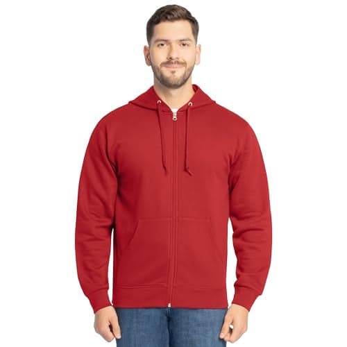 Fruit of the Loom Men's Eversoft Fleece Sweatshirts & Hoodies, Full Zip-Red, X-Large