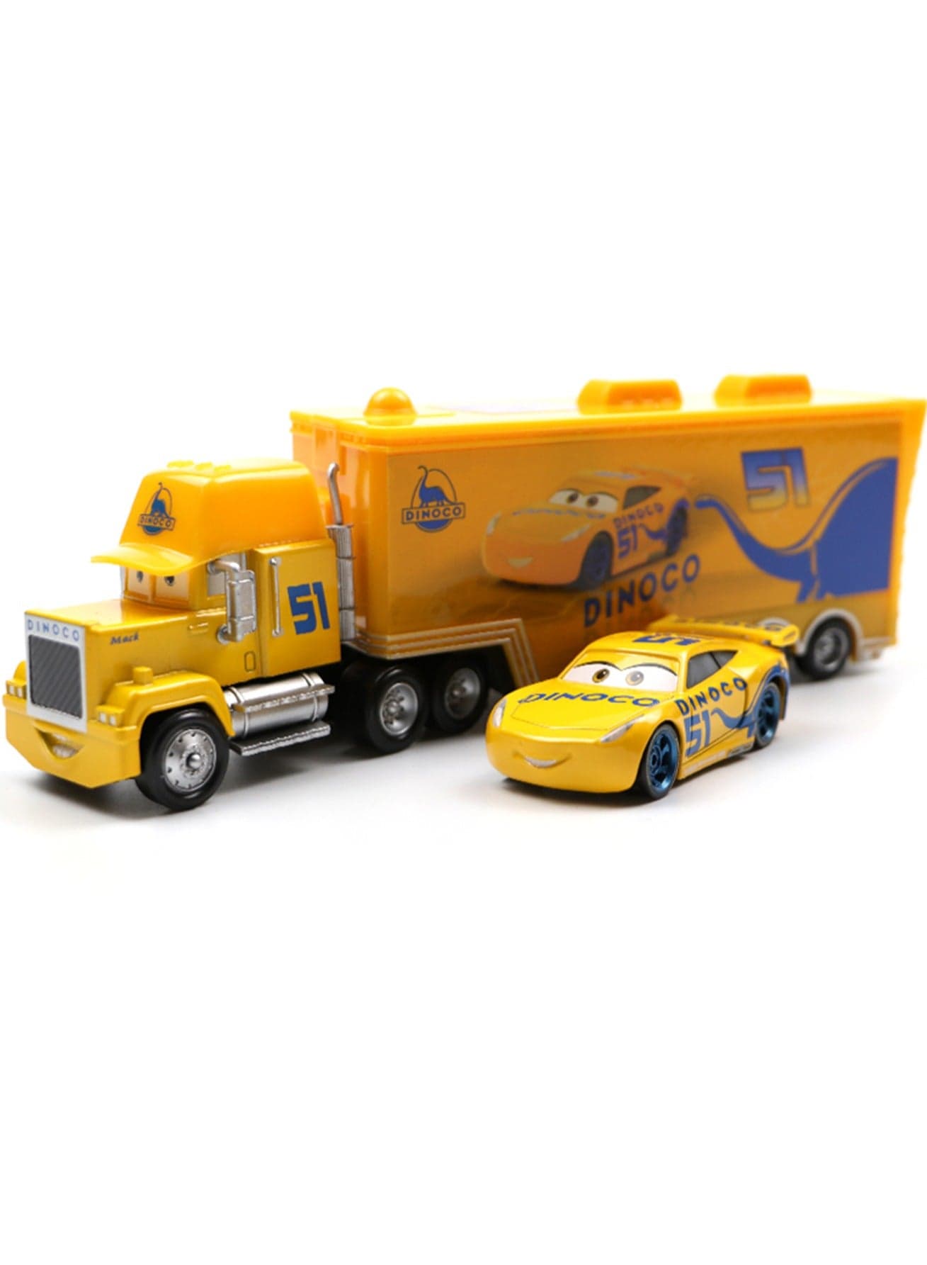 Yellow Transporter And Racing Car Children'S Toy Set, Great Birthday Gift For Little Ones