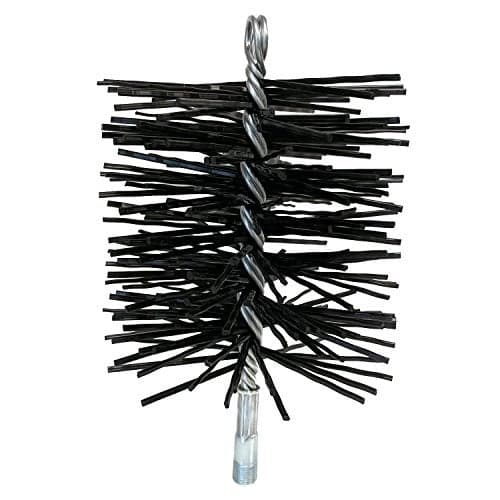 Midwest Hearth Poly Chimney Cleaning Brush, Round Polypropylene Bristles, Galvanized Steel Stem, 1/4" NPSM Fitting for Fiberglass Rod Kits, Made in USA – 6-Inch Round